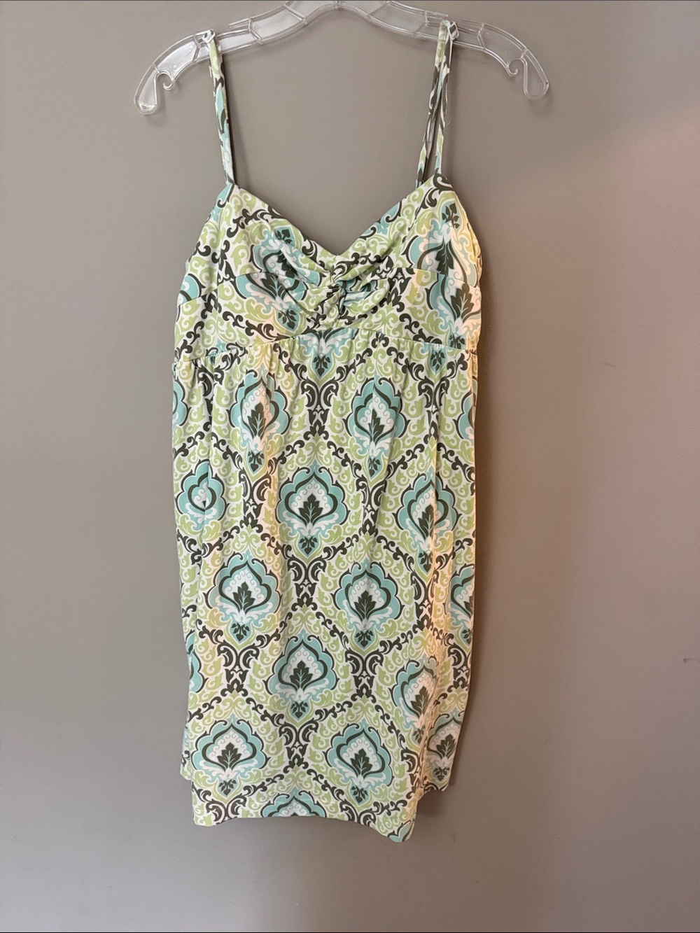 Tommy Bahama Green Aqua and White Printed Spaghetti Strap Dress